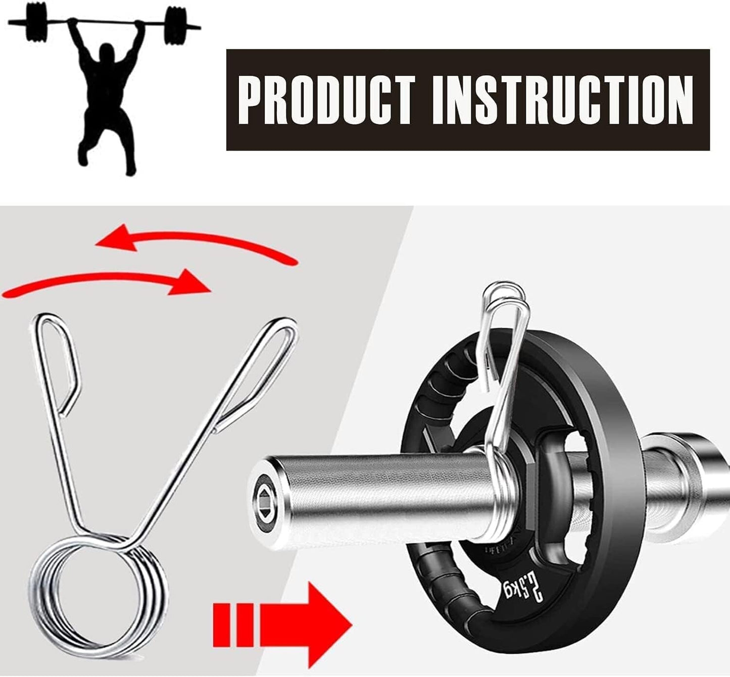 MYOYAY Weight Lifting Barbell Bar | Fitness 4ft Barbell Weight Bar with 2 Clips
