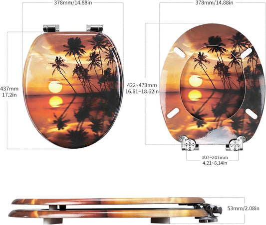 Wood Toilet Seat MDF Soft Close Durable Bathroom Seat Various Designs