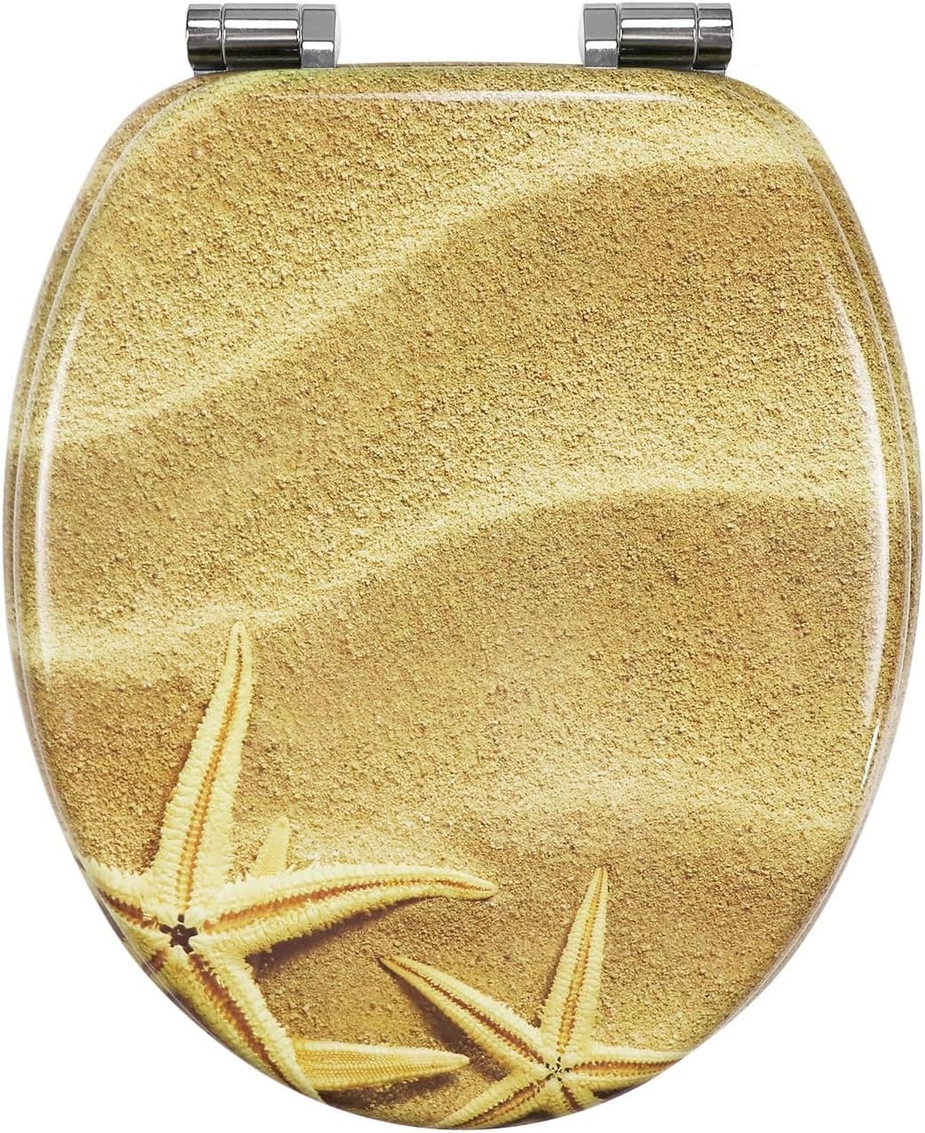 Toilet Seat MDF Soft Close Sand Pattern Oval 43.5x37.5cm Durable Bathroom