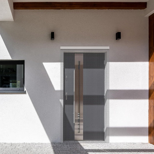 Chain Curtain Aluminium Fly Screen Door 90x200cm Black Insect Privacy Barrier