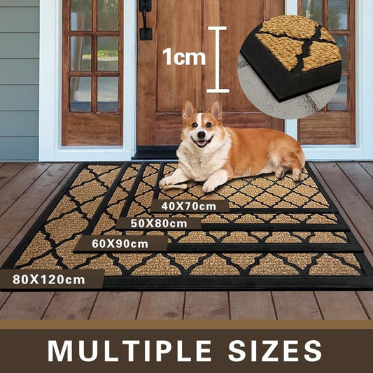 Outdoor Door Mat Heavy Duty 80x120cm Non Slip Waterproof Rubber Back Entrance