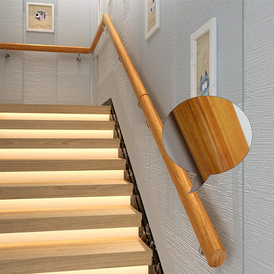 100cm Wooden Stair Handrail Banister Anti Slip Rail Bracket Indoor Outdoor