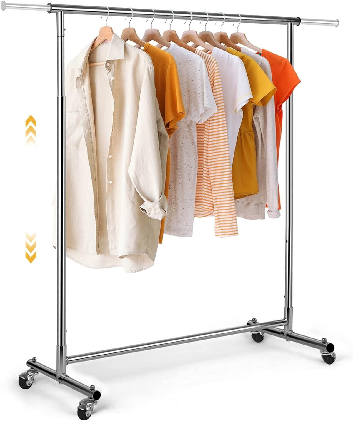 Clothes Rail Garment Rack Heavy Duty Adjustable Chrome Wheeled 90-132cm 100kg