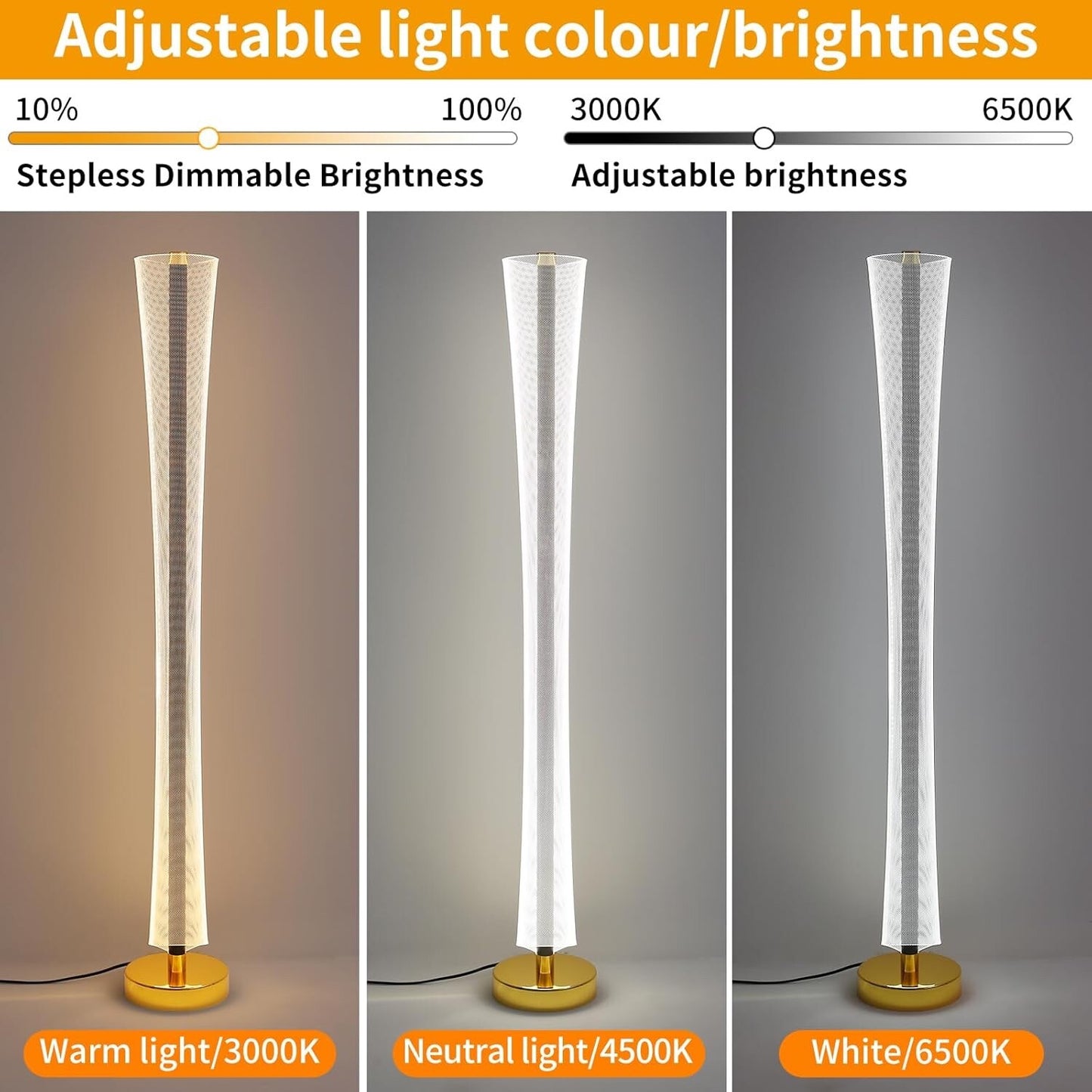 Mikeru Dimmable Corner Lamp 125cm - 3000K/4500K/6500K Standing Floor Lamp