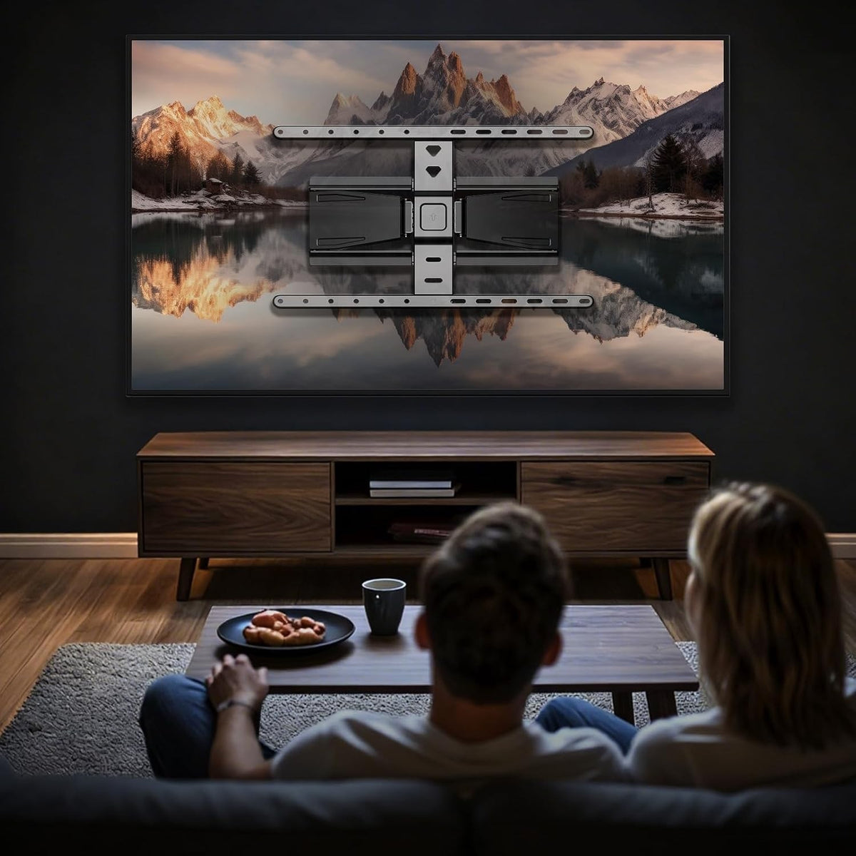 TV Wall Mount Bracket 43-90in Ultra Slim Full Motion VESA 600x400 110lb Black