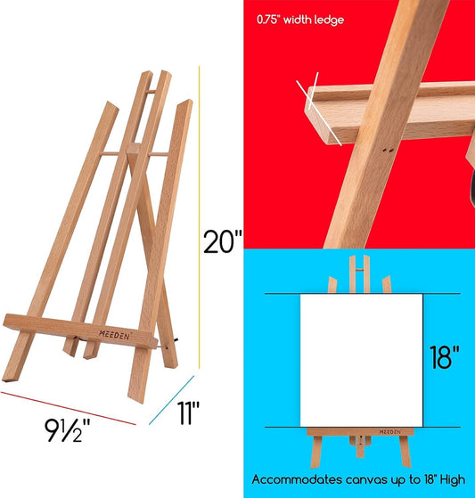 Tabletop Easel Stand 3 Pack 50cm Beech Wood A Frame Canvas Painting Display