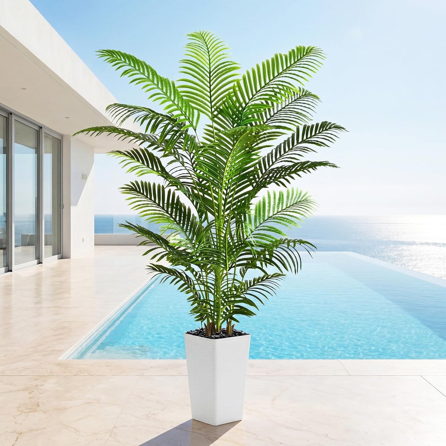 Artificial Palm Tree 180cm Tall Areca Fake Plant White Pot Indoor Home Decor