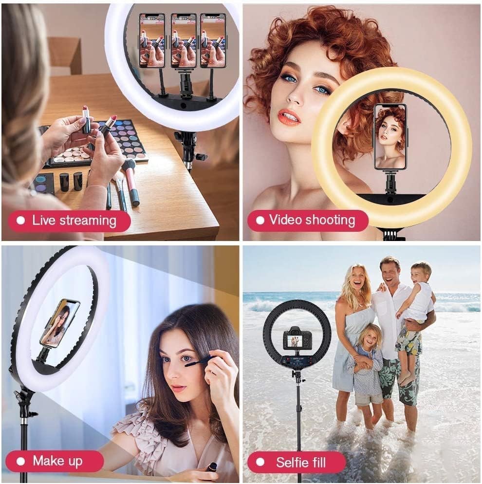 LED Ring Light 18 Inch Tripod Dimmable Selfie Portrait Vlog YouTube Remote Kit