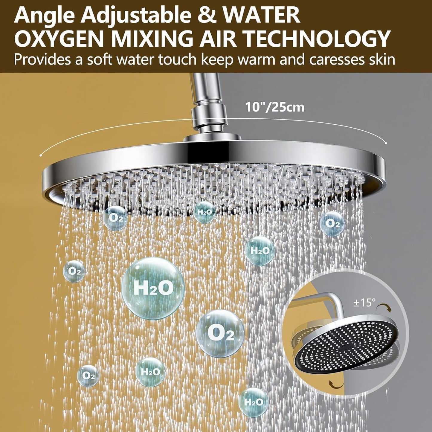 Thermostatic Shower System Chrome 25cm Rainfall Handheld 3 Spray Modes Rail
