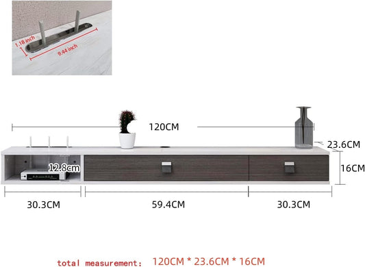 Floating TV Unit Wall 120cm Mounted Media Console Cabinet Grey White