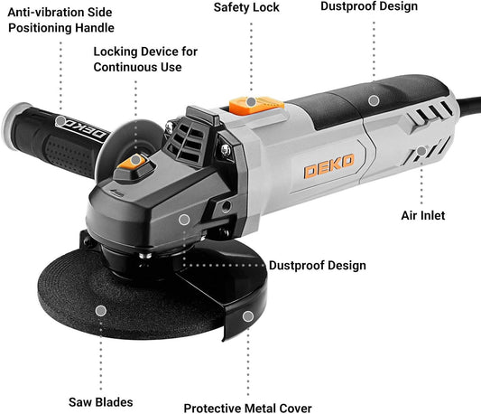 Angle Grinder 900W 115mm 12000RPM Electric Cut Off Tool Metal Steel Polish Disc