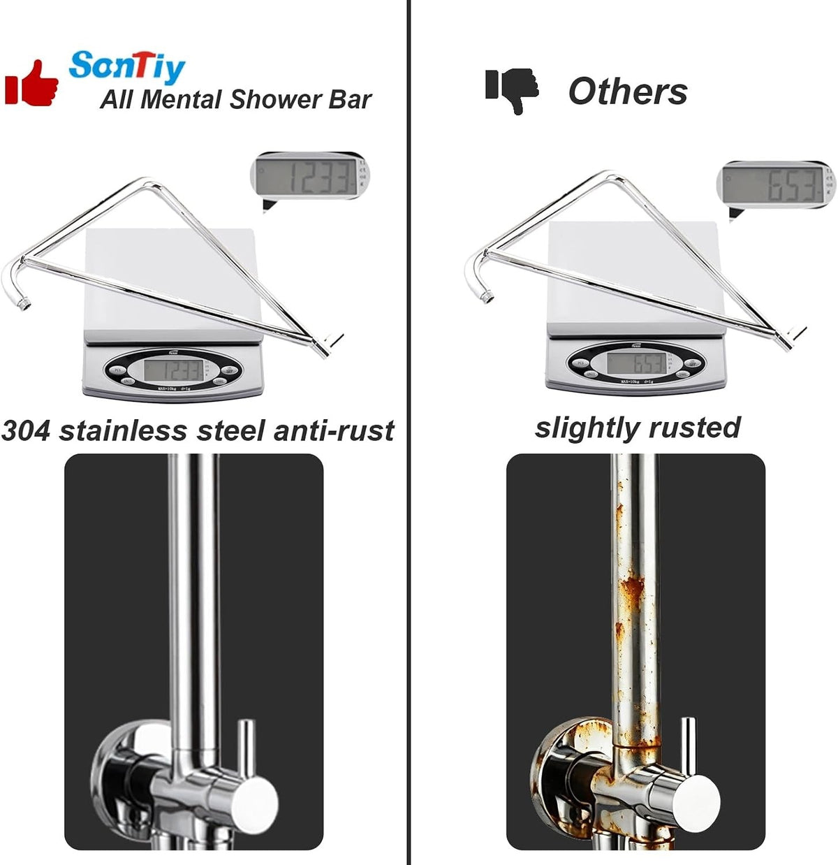 Rain Shower System 12" Rectangular XXL Stainless Steel Hand Shower Hose Rail