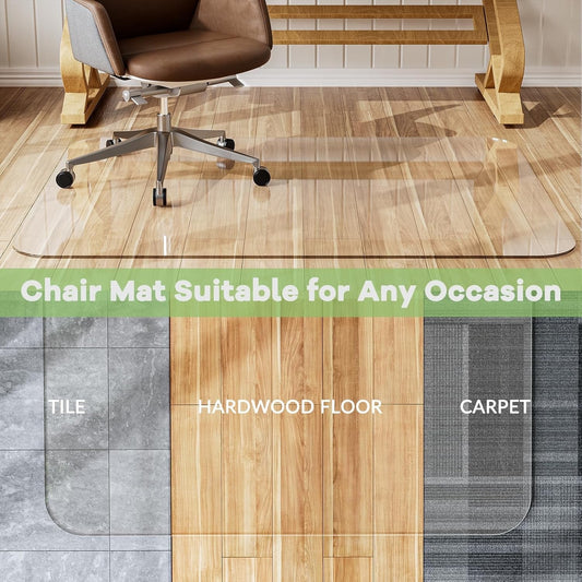 Office Chair Mat Clear 90x120cm Hard Floor Protector PVC Large Desk Floor Mat