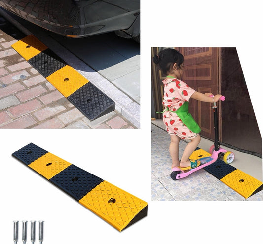 Kerb Ramp Rubber Threshold Wheelchair 100x15x5cm 5cm Rise Non Slip Fixing Bolts