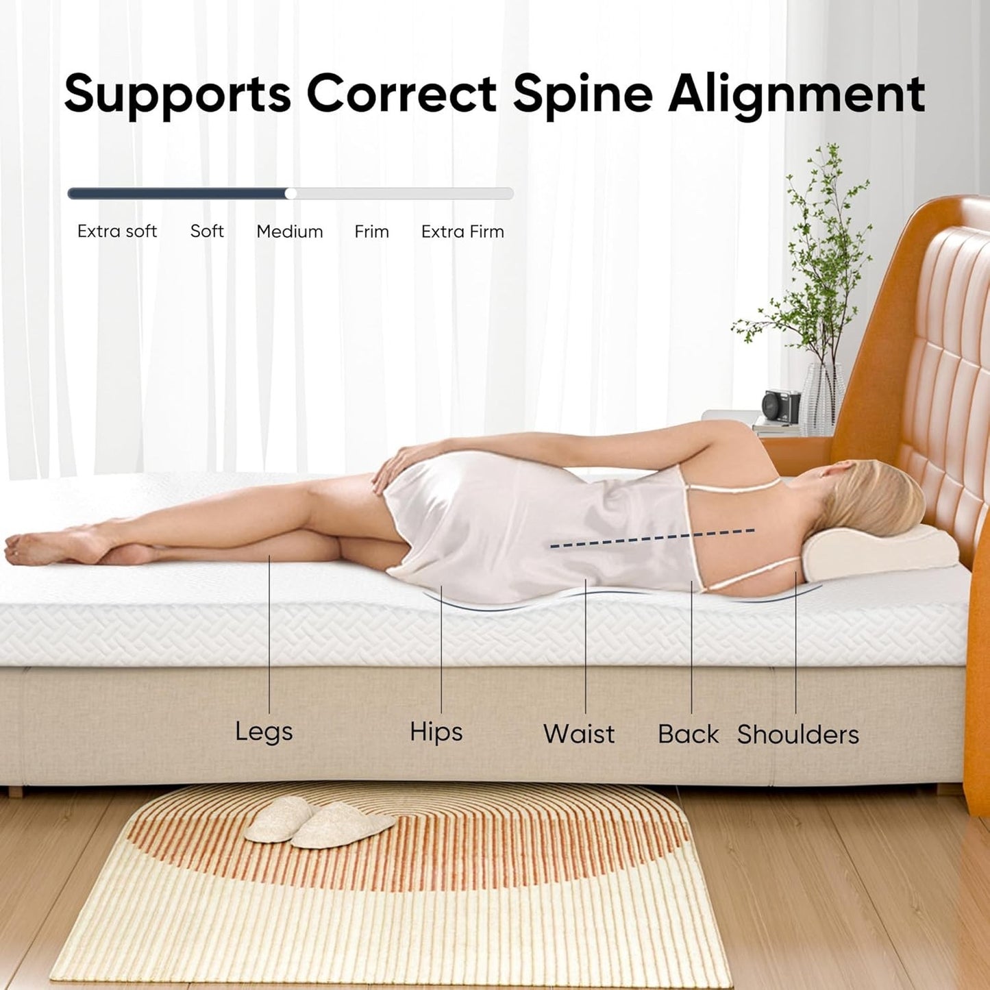 Fijinhom 3 Inch Memory Foam Mattress Topper Super King Bed Washable 180x200cm