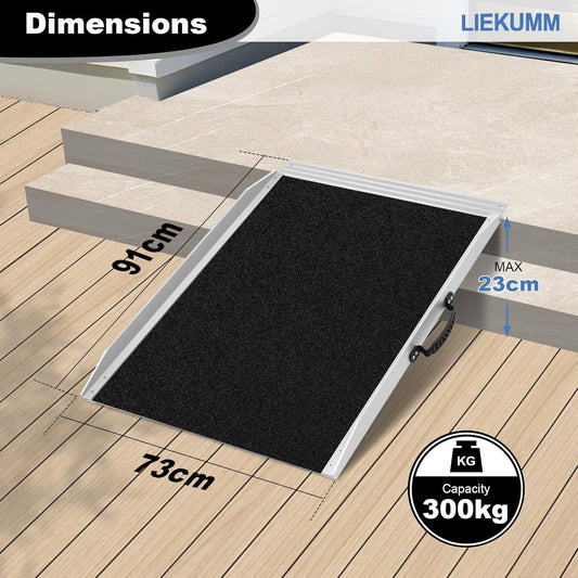 91cm Portable Wheelchair Ramp Aluminium Non Slip 300kg Threshold Door Ramp