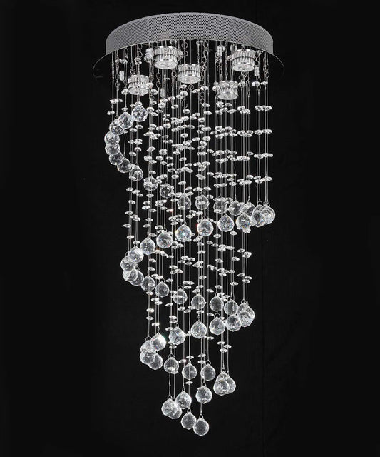 Crystal Chandelier Ceiling Light K9 Raindrop Spiral Chrome 40x80cm 5x GU10 Bulbs