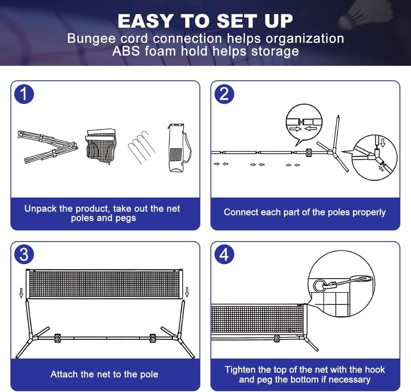 Badminton Tennis Volleyball Net 4.1M Adjustable Height Portable Stand Carry Bag