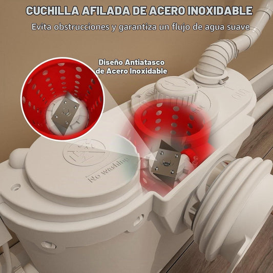 Macerator Pump Sewage Toilet Waste Water 500W White 4 Inlet INEFLO 500B 7m Lift