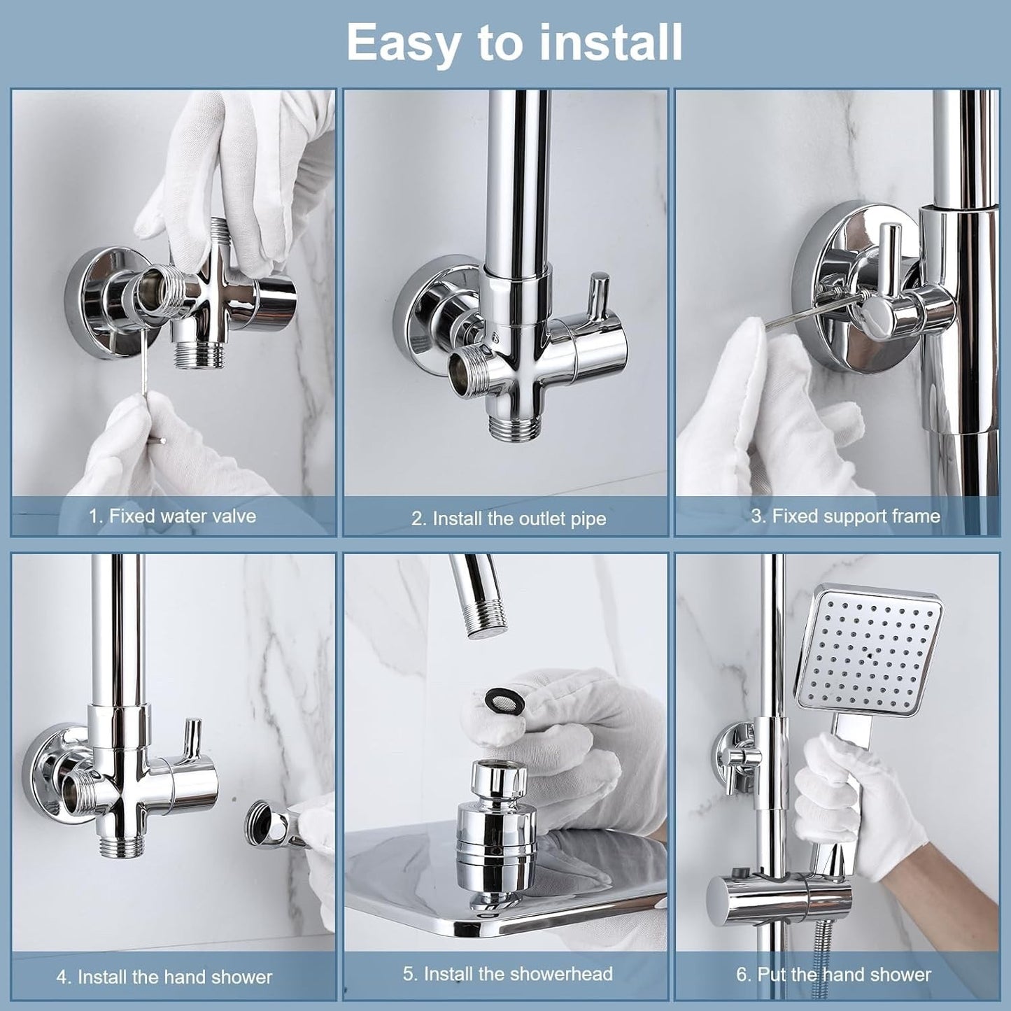 Shower Riser Rail Kit Rainfall Head Handheld Chrome Bathroom Mixer Set Hose