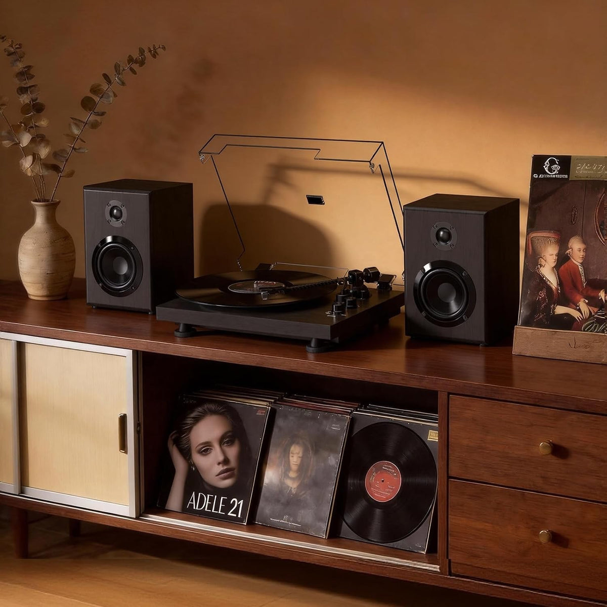 Turntable Record Player with Bluetooth, Adjustable Counterweight, 33/45 RPM – Bl