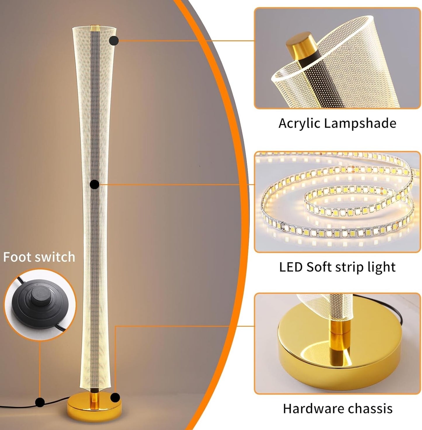 Mikeru Dimmable Corner Lamp 125cm - 3000K/4500K/6500K Standing Floor Lamp