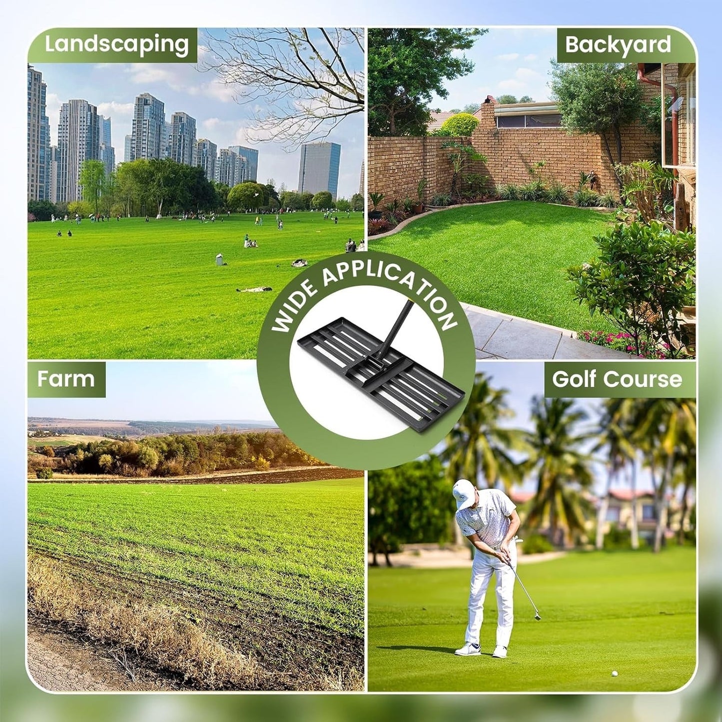Lawn Levelling Rake Heavy Duty 76cm Steel Ground Leveler Garden Soil Topsoil Too
