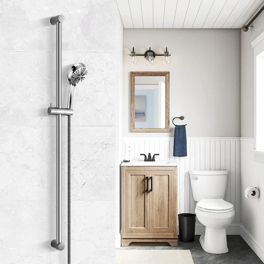 Shower Riser Rail 100cm Adjustable 60-98cm Wall Mount Holder Chrome Bathroom