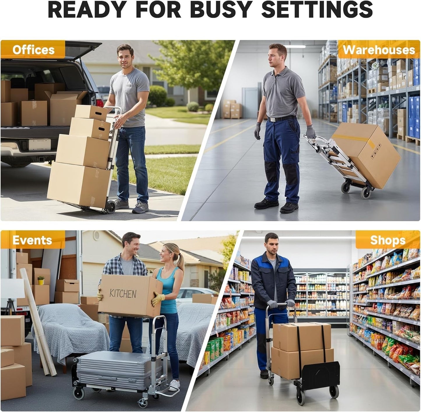 Convertible Hand Truck 2in1 Folding Dolly Cart 110KG Aluminum Adjustable