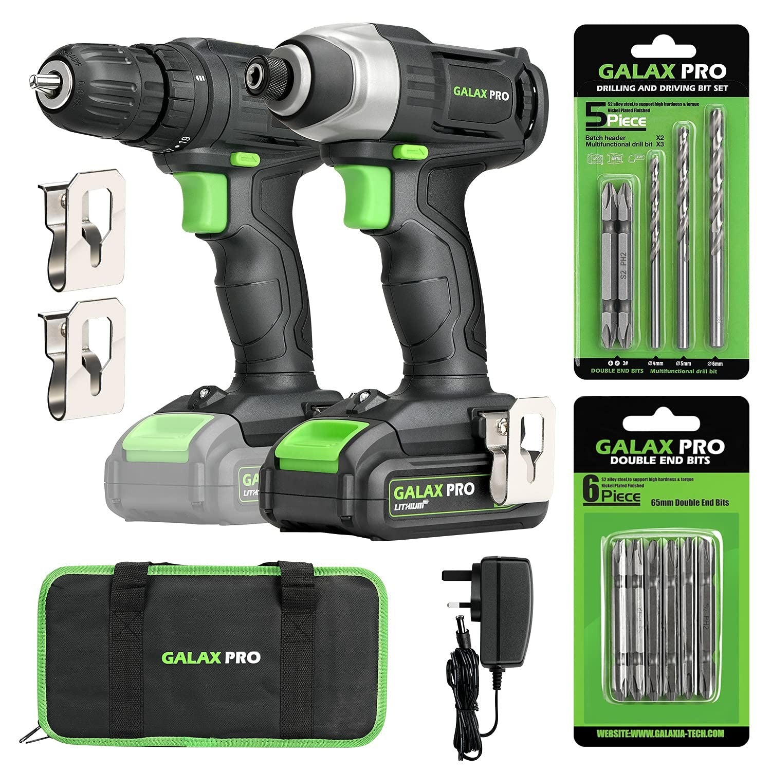 GALAX PRO 20V 2-speeds Drill Driver and Impact Driver Combo Kit Cordless