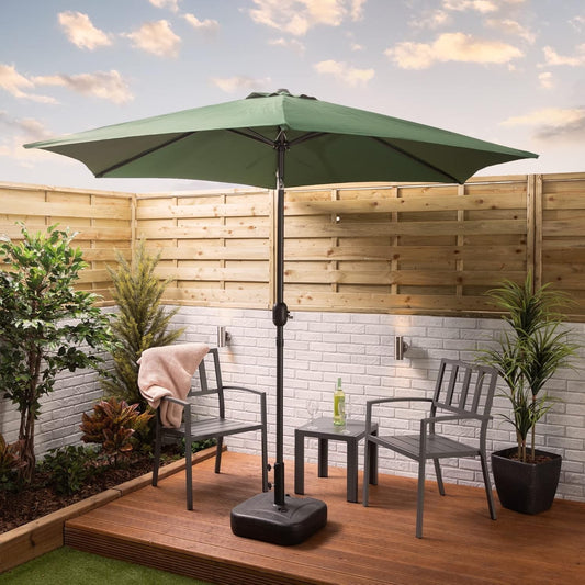 2.7m Round Garden Parasol Push Button Tilt Outdoor Patio Umbrella Green