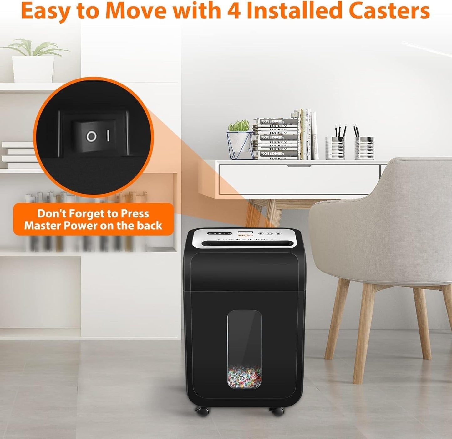 Vidateco Paper Shredder Micro Cut 14-Sheet P4 60 Min Heavy Duty 20L Pull-Out