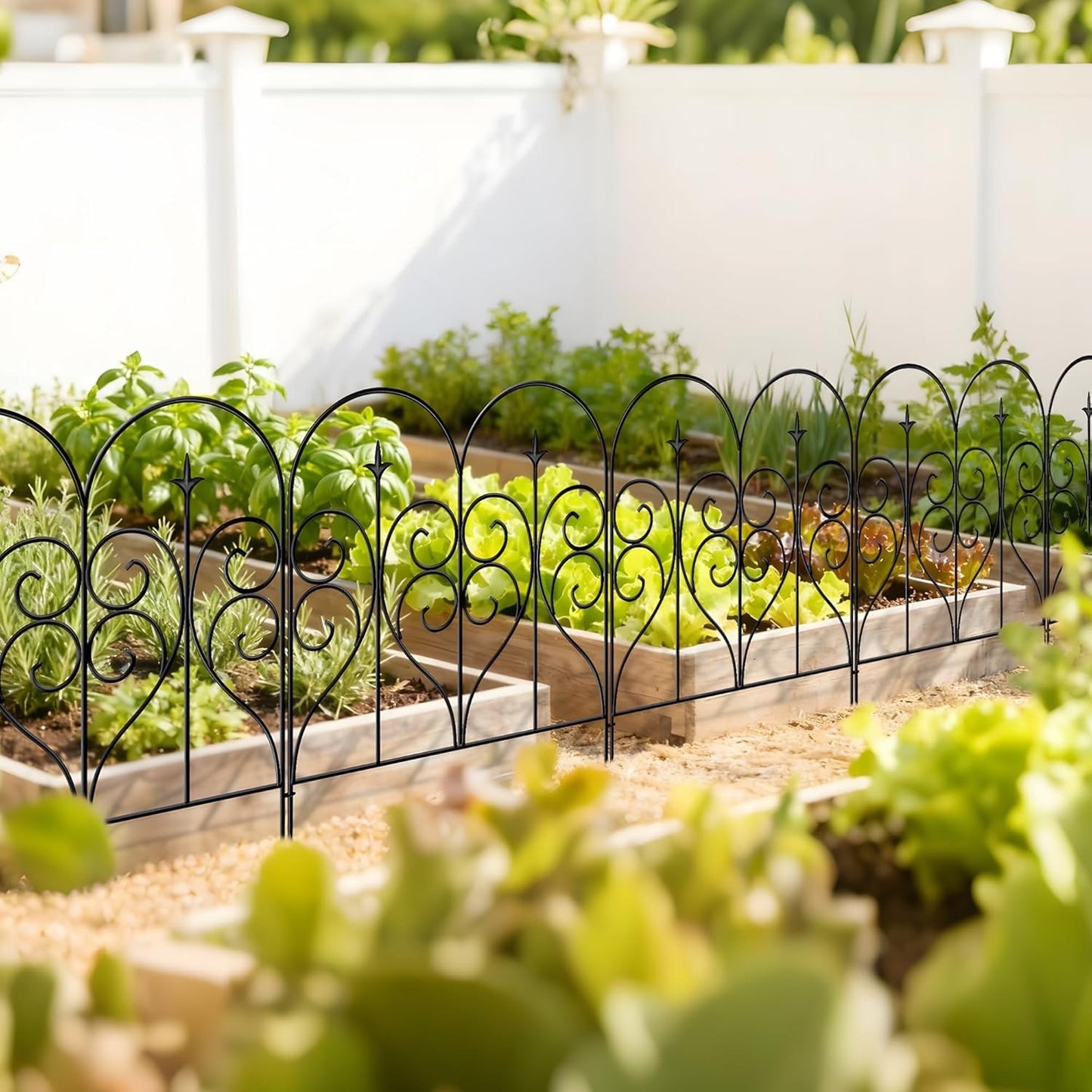 Metal Garden Fence Panels 10 Pack 6m Rustproof Border Edging No Dig 81x61cm