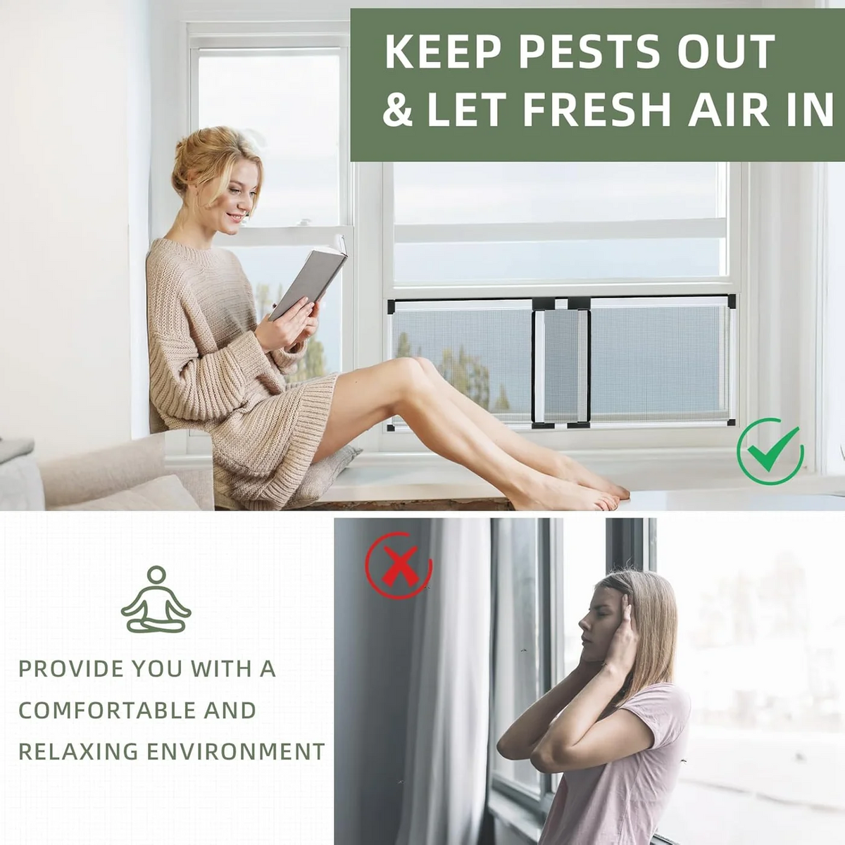 Window Fly Screen 40x55-102cm Adjustable Aluminium Frame Mosquito Mesh White