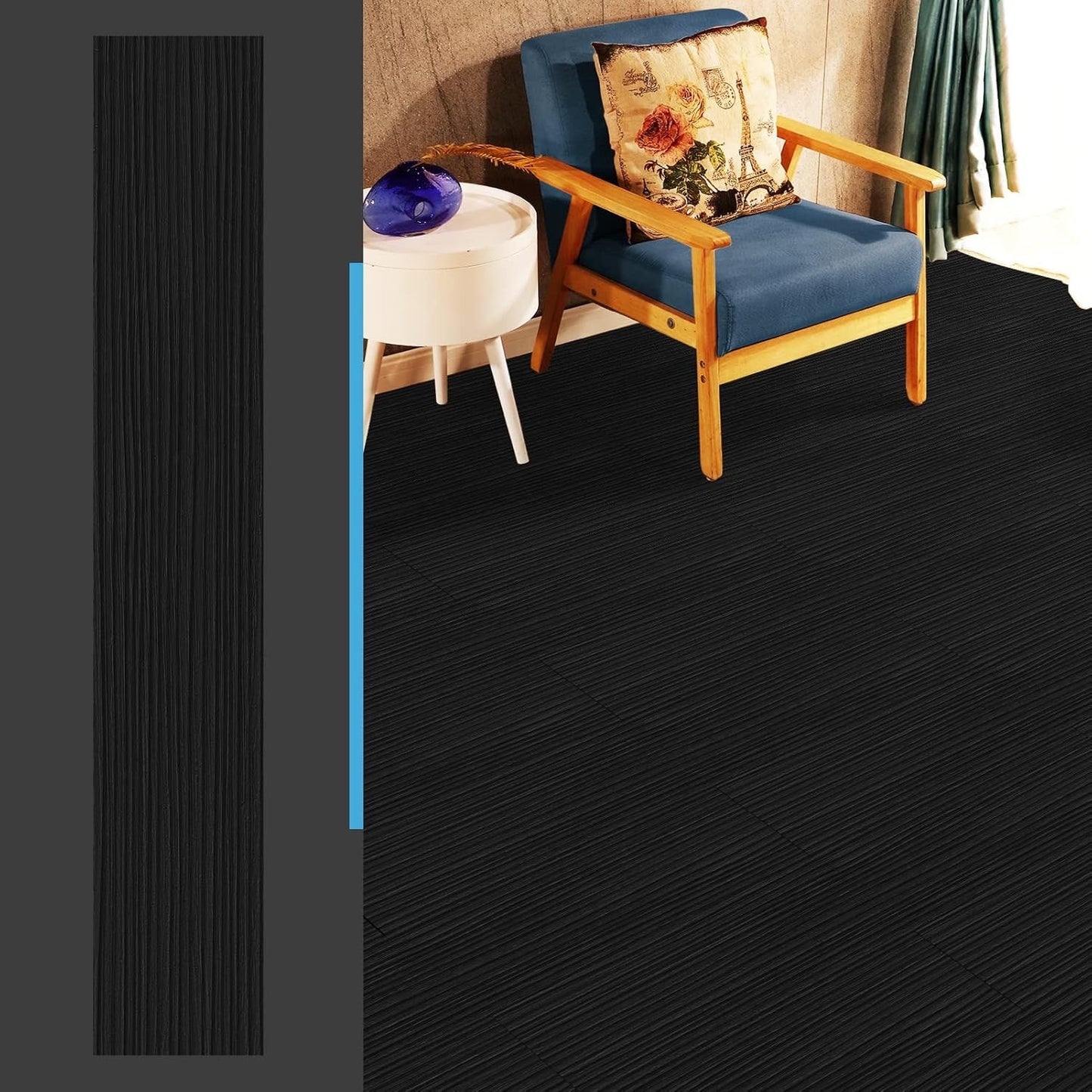 Vinyl Plank Floor Tiles Peel Stick 36 Pack 54 Sq Ft Waterproof Wood Black DIY