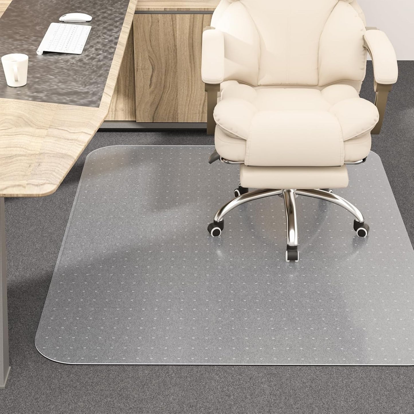 Clear Chair Mat 114x135cm for Low Pile Carpet Thick Non Slip Studded Floor