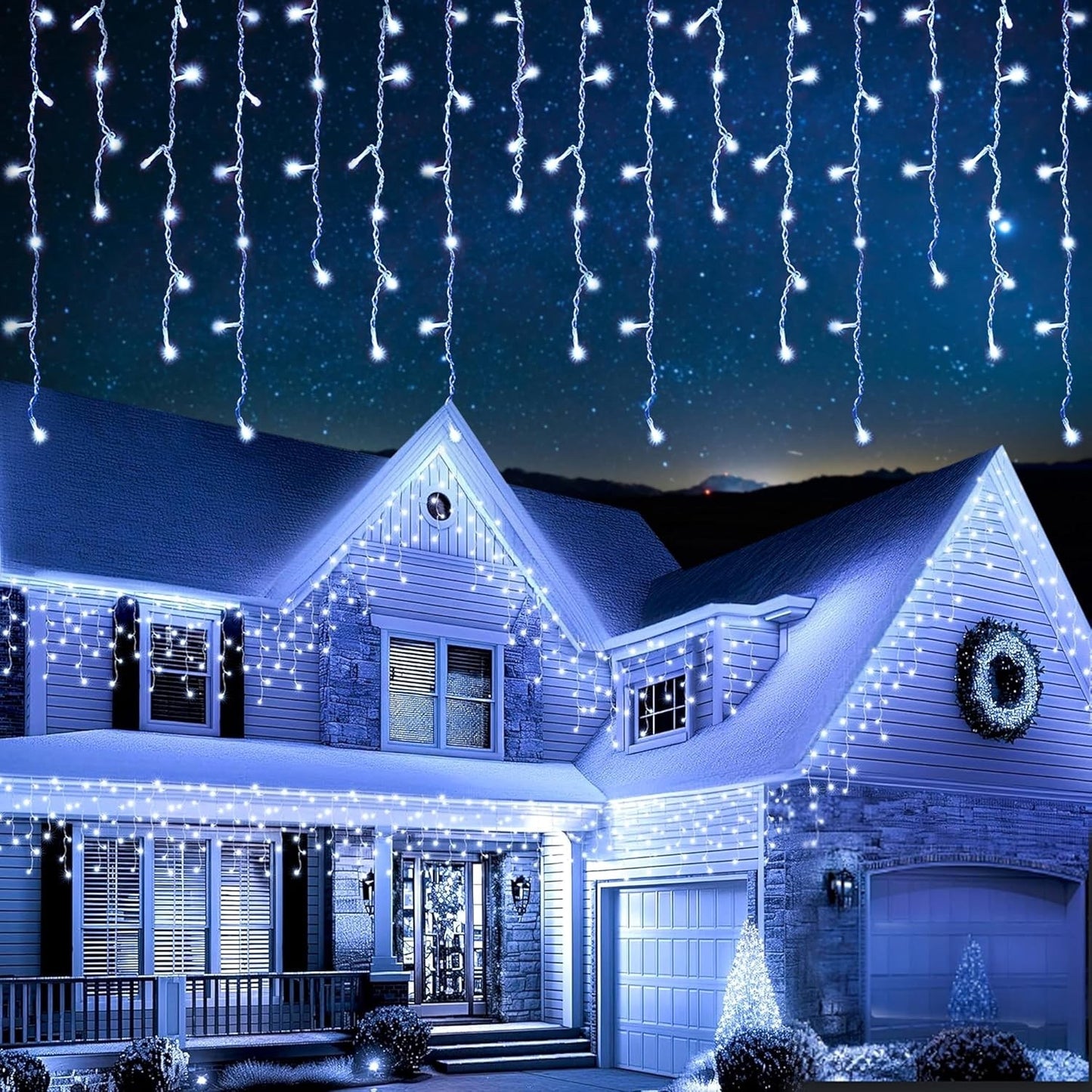 EcoNour Icicle Lights Outdoor Christmas Lights 1000 LED 35M Cool White