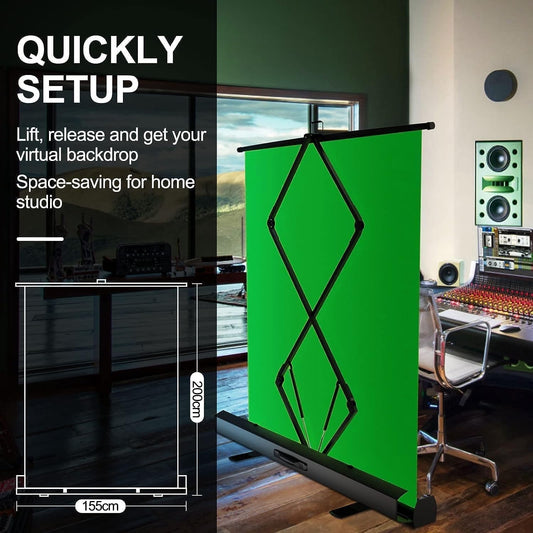 Green Screen 155x200cm w Stand Chroma Key Backdrop Photo Video Streaming
