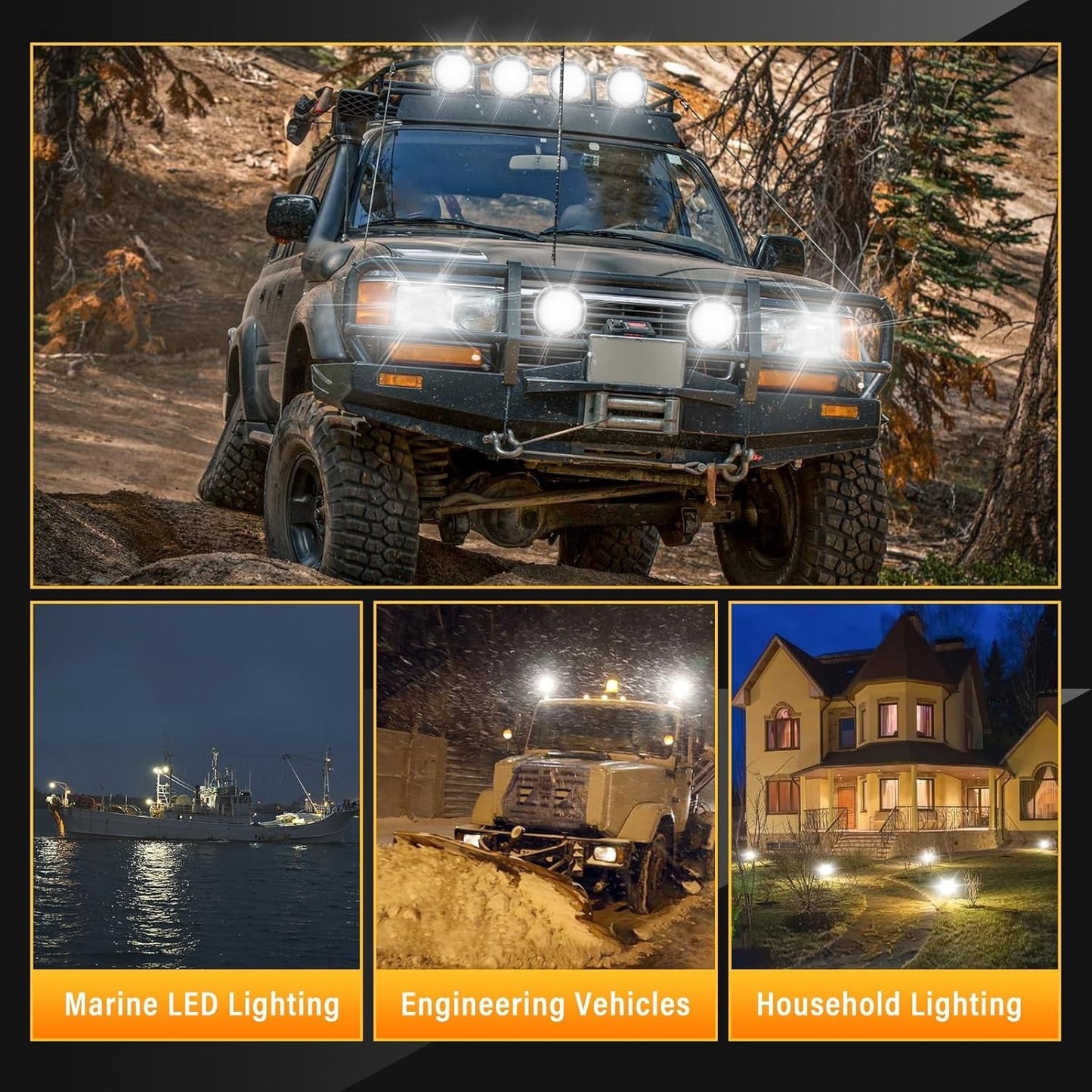 LED Work Lights Pair 9 Inch 294W Spot Beam 12V 24V Off Road Truck Tractor SUV