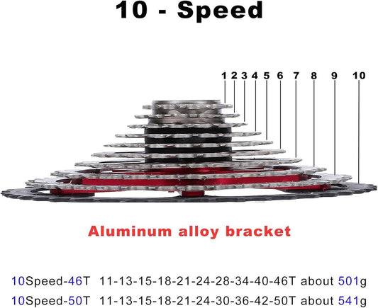 10 Speed MTB Bike Cassette Freewheel Steel Light Shimano SRAM 11-46T Fit System