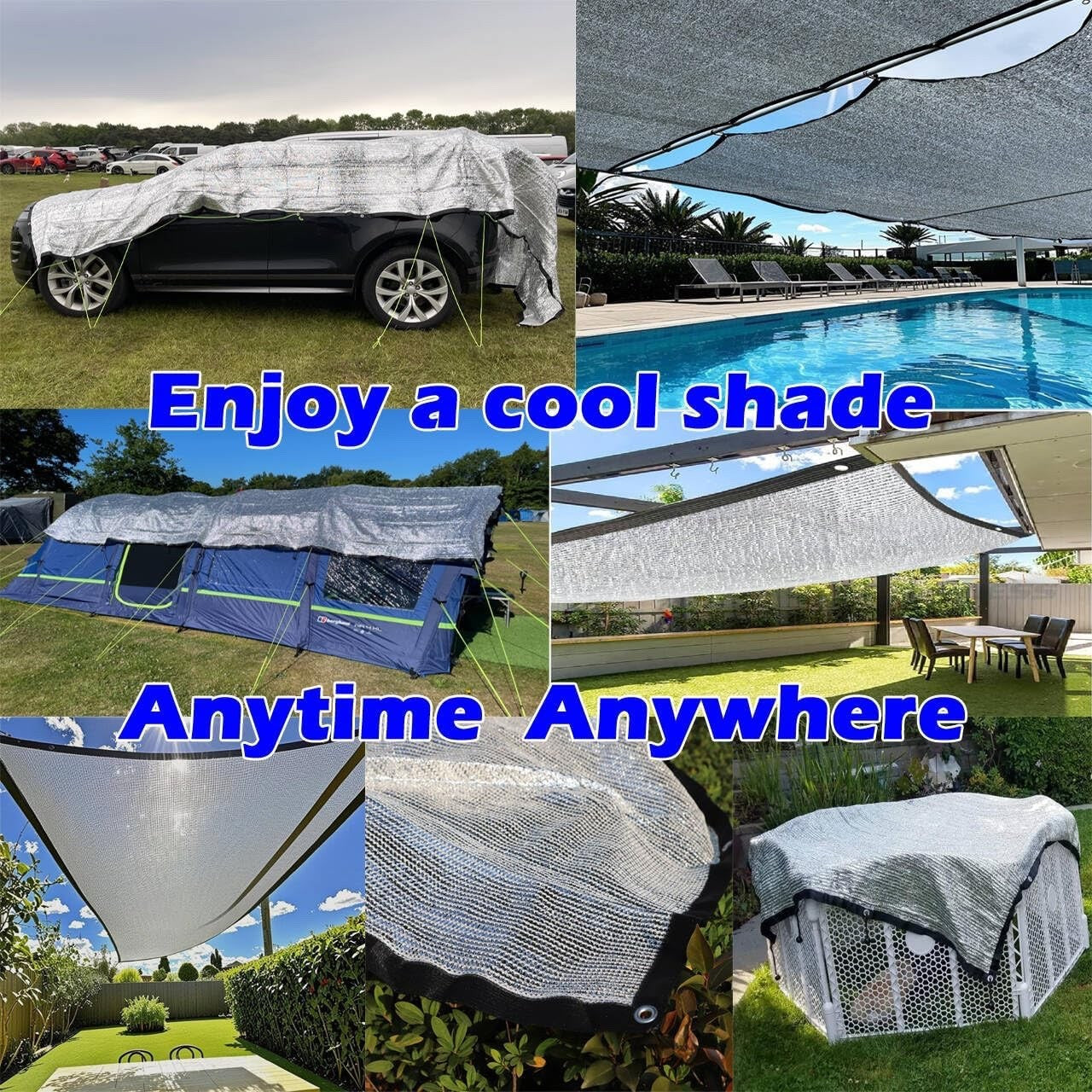 70% Aluminet Shade Cloth 10x14ft Mesh Sun Block Reflective Canopy Grommet Garden