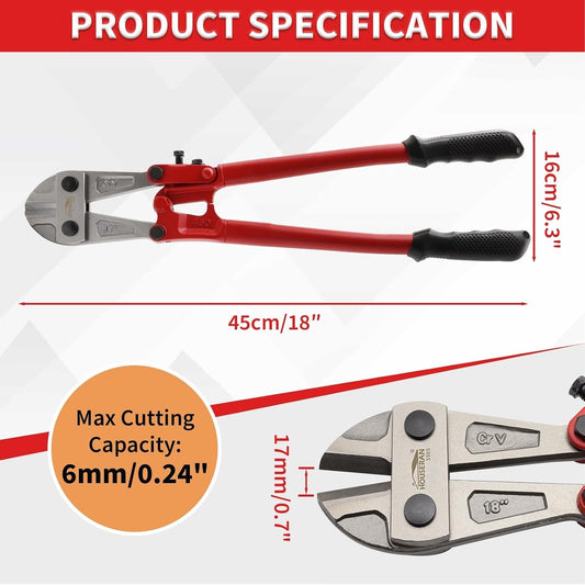 Bolt Cutters Heavy Duty 18 Inch 450mm CR-V Steel Padlock Chain Wire Fence Cutter