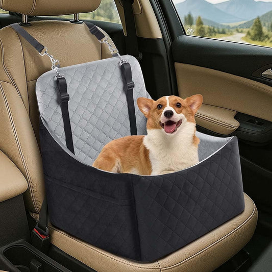 Dog Car Booster Seat Large Medium Washable Backseat Bed Safety Belts Black Grey