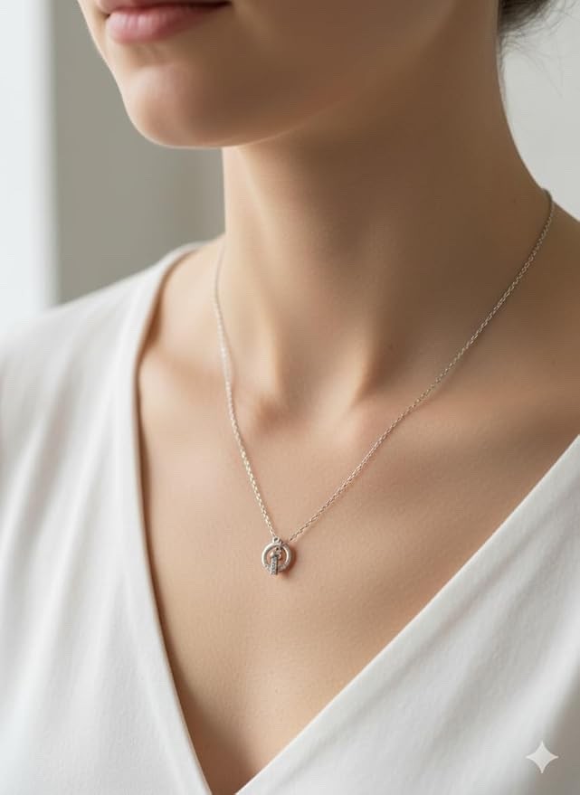 148x Pendant Necklace Silver Tone Circle Bar Adjustable Chain Minimalist Women