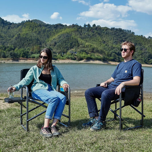 Folding Camping Chair Aluminium Portable Ultralight 180kg Side Table Outdoor