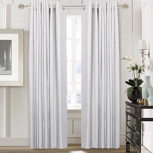 Curtain Rod Decorative Drapery Pole 84-120 Inch Weathered White Resin Finial