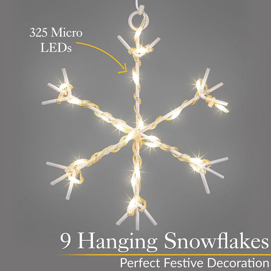 Christmas Curtain Lights Snowflake 325 LED Warm White Window Indoor Outdoor