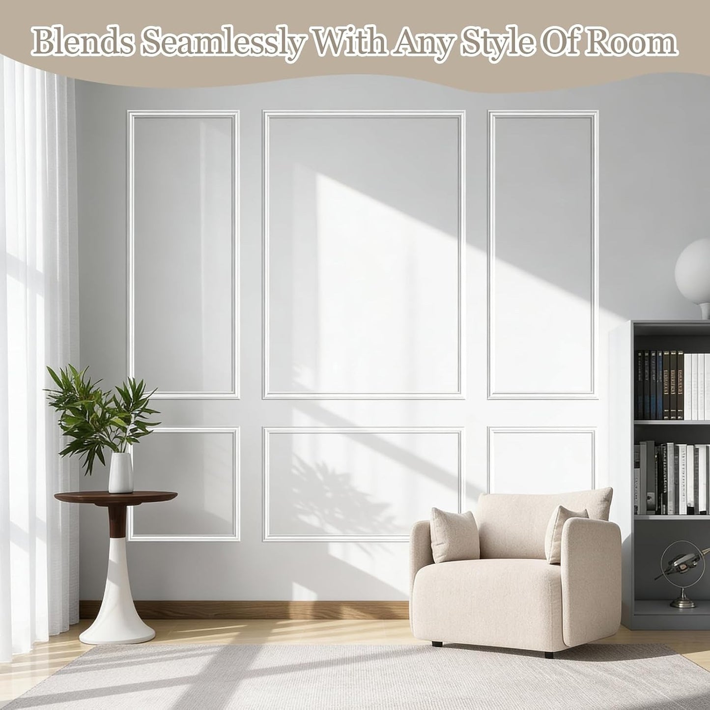 Wall Panelling Panels Wainscoting Peel Stick Moulding Kit 34Pcs Home Decor