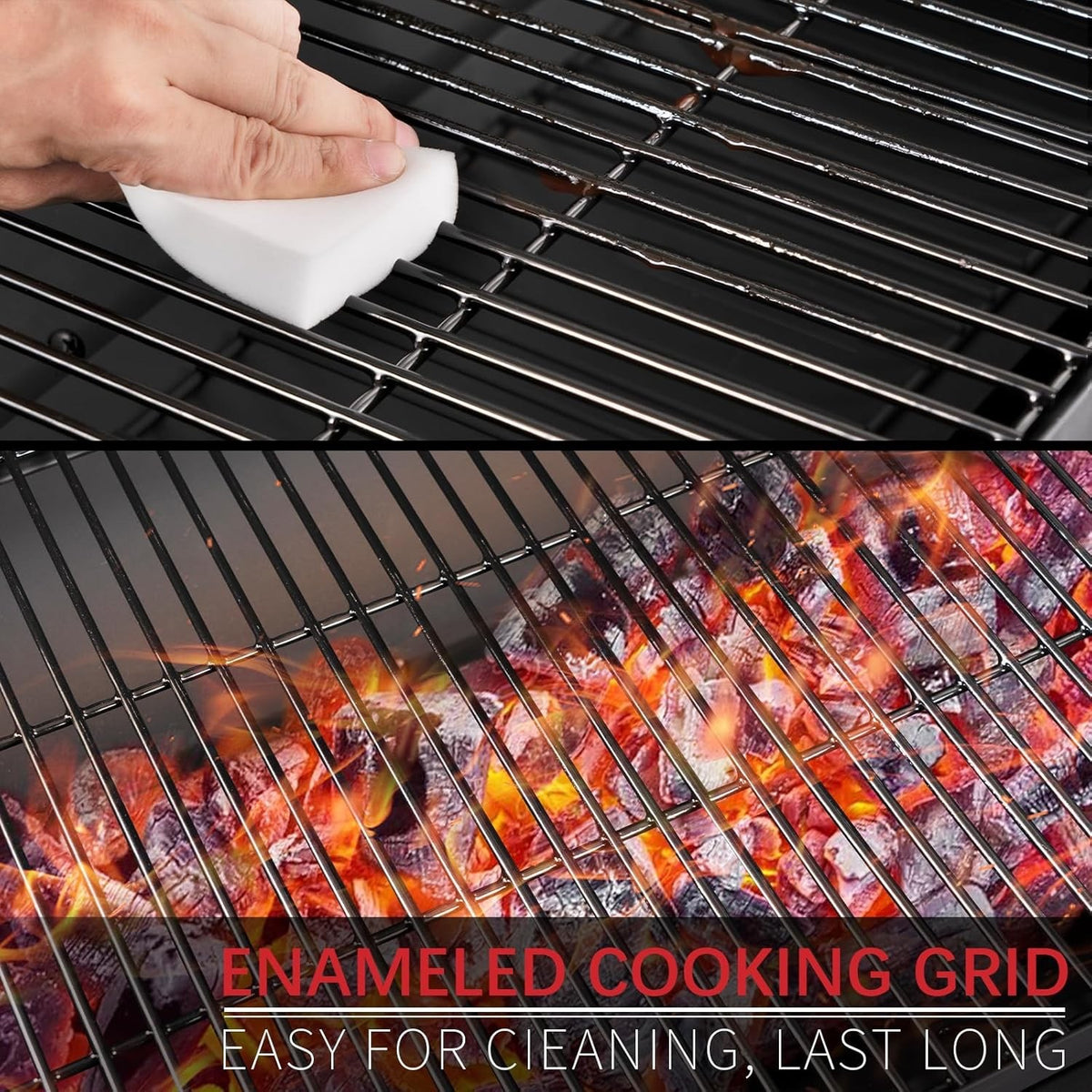 Charcoal BBQ Grill Smoker Portable Barrel Barbecue Thermometer Shelves Garden