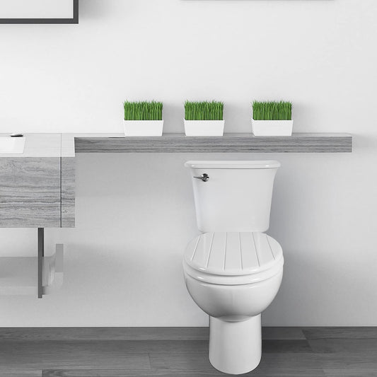 Toilet Seat Wooden White Oval Antibacterial Adjustable Hinges MDF Bathroom